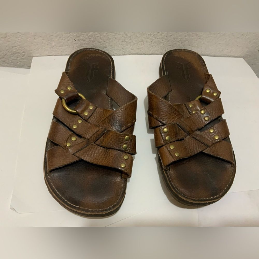 Frye Men Leather LudLow Slide Sandals Size 10 (11.25”)